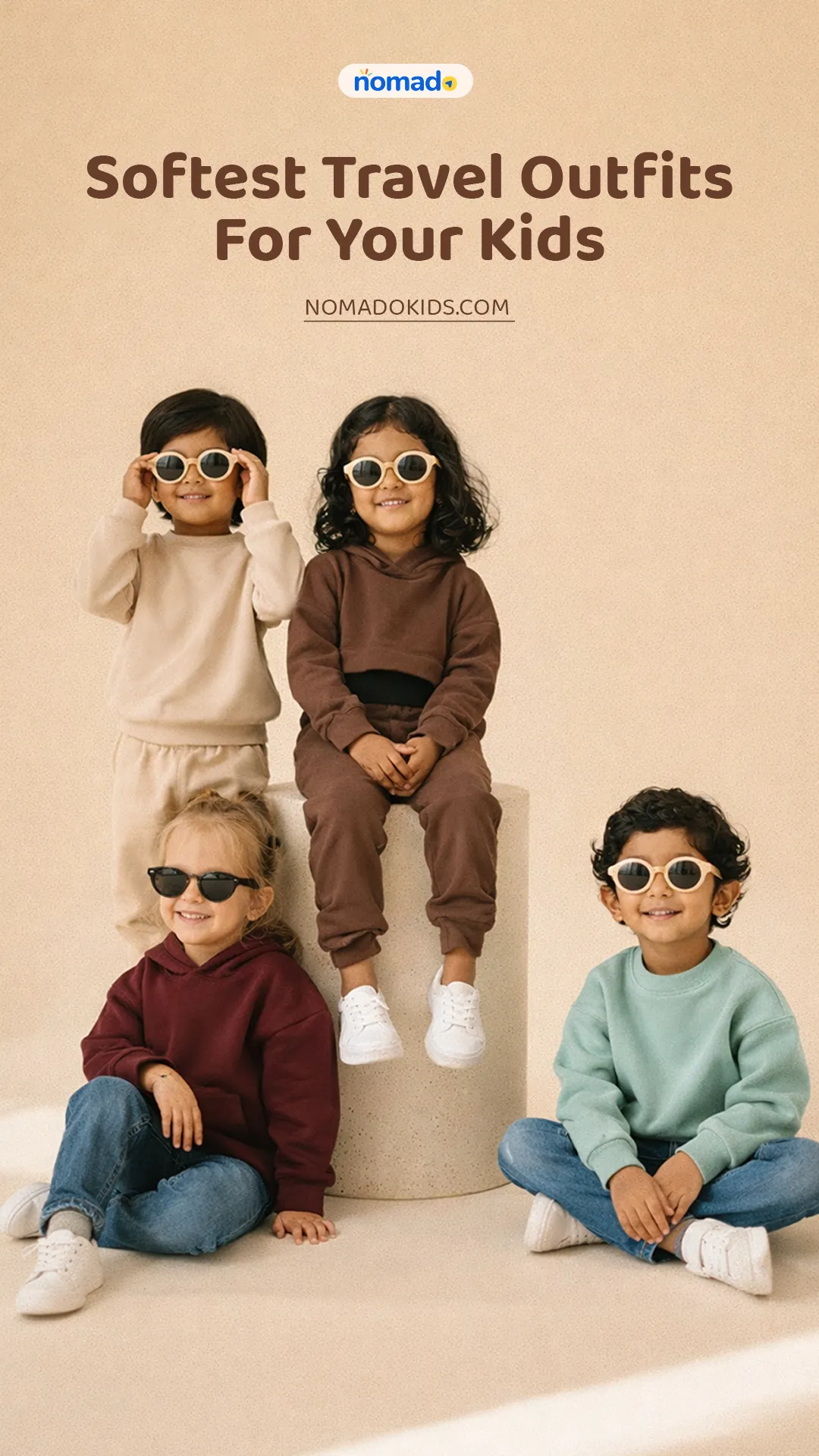 Kidswear static ad: "Softest Travel Outfits For Your Kids"